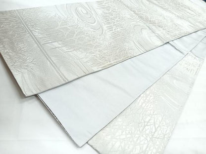 平和屋着物◎西陣　六通柄　樹林文　銀糸　袋帯　正絹　逸品　CABH1785nb