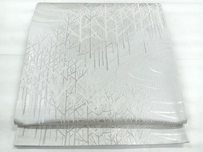 平和屋着物◎西陣　六通柄　樹林文　銀糸　袋帯　正絹　逸品　CABH1785nb