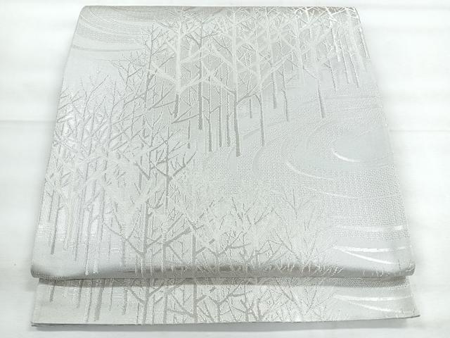 平和屋着物◎西陣　六通柄　樹林文　銀糸　袋帯　正絹　逸品　CABH1785nb