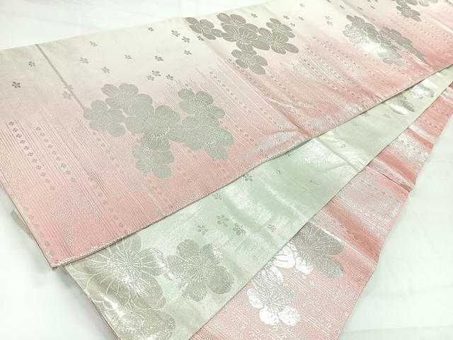 平和屋着物◎両面　全通柄袋帯　舞花文　銀糸　やまとオリジナル　正絹　逸品　CABH1792nb