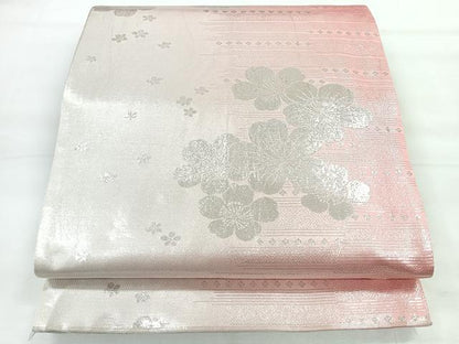 平和屋着物◎両面　全通柄袋帯　舞花文　銀糸　やまとオリジナル　正絹　逸品　CABH1792nb