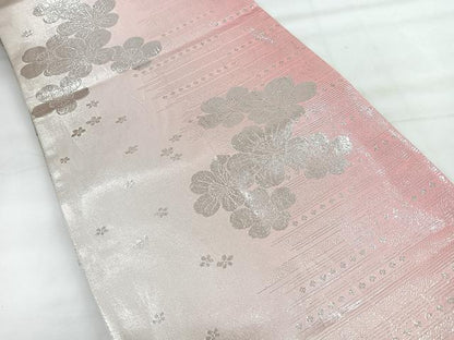 平和屋着物◎両面　全通柄袋帯　舞花文　銀糸　やまとオリジナル　正絹　逸品　CABH1792nb