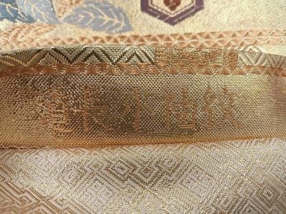 平和屋着物◎佐賀錦　六通柄袋帯　唐織　道長小袖文　金糸　正絹　逸品　CABH1794nb