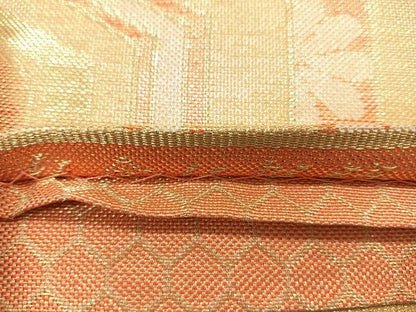 平和屋着物◎佐賀錦　六通柄袋帯　亀甲更紗花文　金糸　正絹　逸品　CABH1796nb