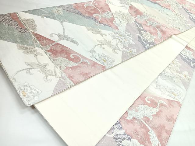 平和屋着物◎六通柄袋帯　更紗花文　金銀糸　正絹　逸品　CABH1809nb