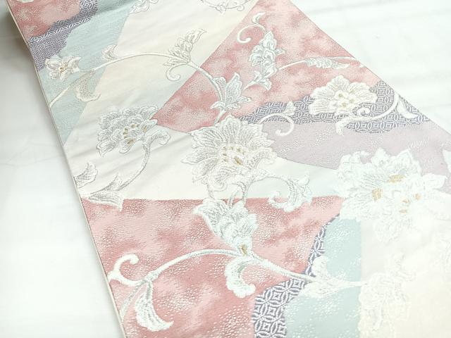 平和屋着物◎六通柄袋帯　更紗花文　金銀糸　正絹　逸品　CABH1809nb