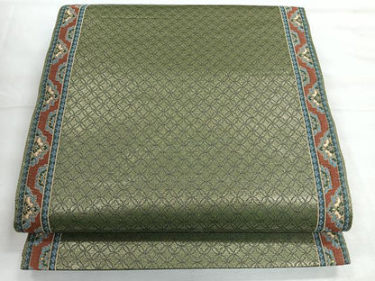 平和屋着物◎六通柄袋帯　七宝更紗花文　金糸　正絹　逸品　CABH1827nb