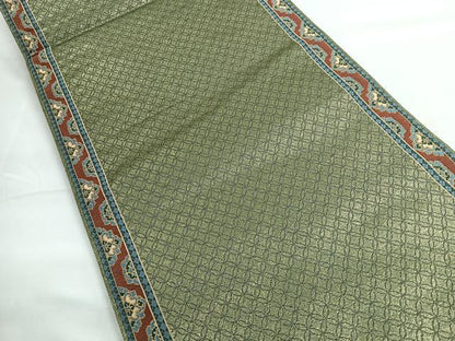 平和屋着物◎六通柄袋帯　七宝更紗花文　金糸　正絹　逸品　CABH1827nb