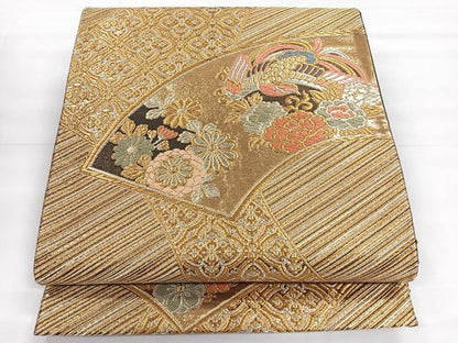 平和屋着物◎六通柄袋帯　唐織　地紙花鳥文　金銀糸　鈴乃屋扱い　正絹　逸品　CABH1830nb