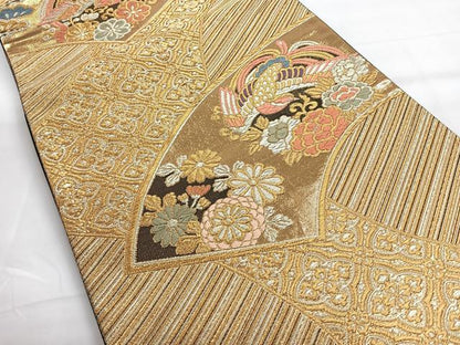 平和屋着物◎六通柄袋帯　唐織　地紙花鳥文　金銀糸　鈴乃屋扱い　正絹　逸品　CABH1830nb