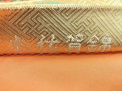 平和屋着物◎六通柄袋帯　流水花鳥文　金糸　正絹　逸品　CABH1842nb