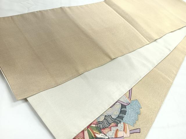 平和屋着物◎太鼓柄袋帯　友禅　人物文　金銀糸　正絹　逸品　CABH1846nb