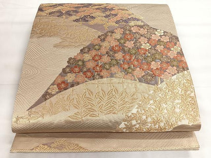 平和屋着物◎六通柄袋帯　唐織　遠山文　松竹梅　金糸　正絹　逸品　CABH1847nb