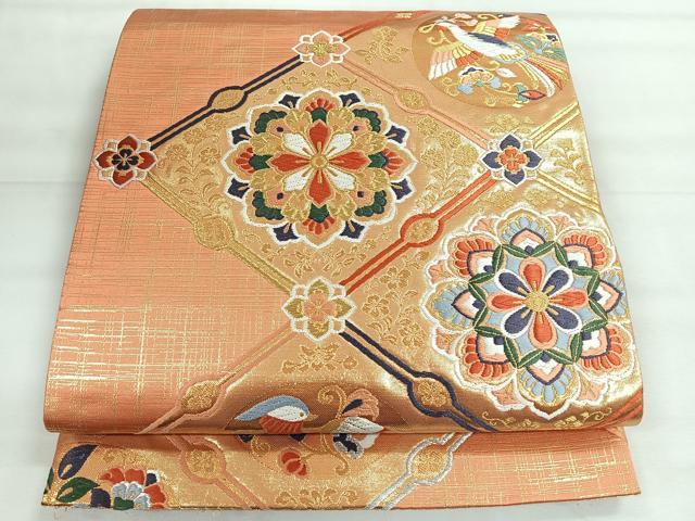 平和屋着物◎六通柄袋帯　更紗花文　金銀糸　正絹　逸品　CABH1849nb
