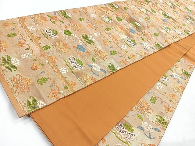 平和屋着物◎六通柄袋帯　更紗草花文　金糸　正絹　逸品　CABH1851nb