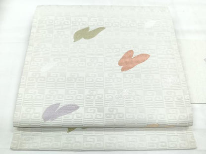 平和屋着物◎九寸名古屋帯　幾何学文様　金銀糸　正絹　逸品　CABH1853nb