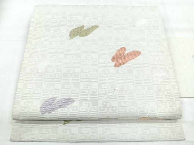 平和屋着物◎九寸名古屋帯　幾何学文様　金銀糸　正絹　逸品　CABH1853nb