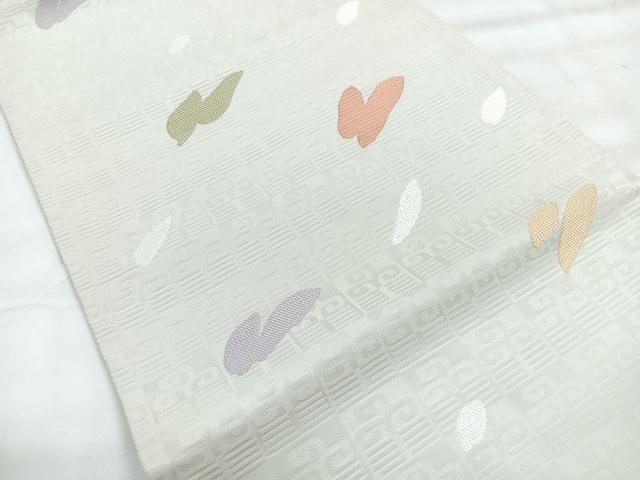 平和屋着物◎九寸名古屋帯　幾何学文様　金銀糸　正絹　逸品　CABH1853nb