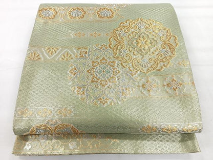 平和屋着物◎両面　六通柄袋帯　更紗花文　金銀糸　正絹　逸品　CABH1864nb