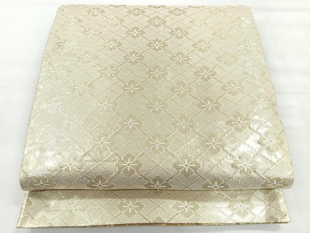 平和屋着物◎両面　六通柄袋帯　更紗花文　金銀糸　正絹　逸品　CABH1864nb