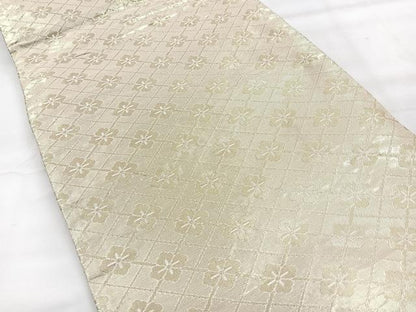 平和屋着物◎両面　六通柄袋帯　更紗花文　金銀糸　正絹　逸品　CABH1864nb