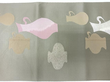 平和屋着物◎八寸名古屋帯　陶器文　正絹　逸品　CABH1866nb