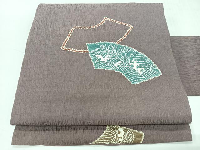 平和屋着物◎九寸名古屋帯　地紙重ね文　正絹　逸品　CABH1869nb