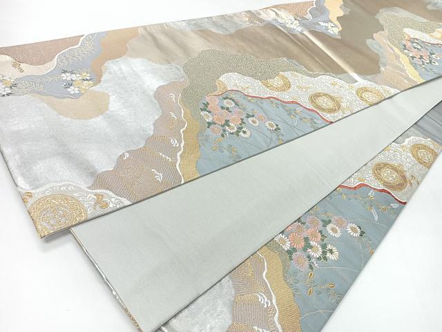 平和屋着物◎六通柄袋帯　唐織　道長草花文　金銀糸　正絹　逸品　CABH1870nb