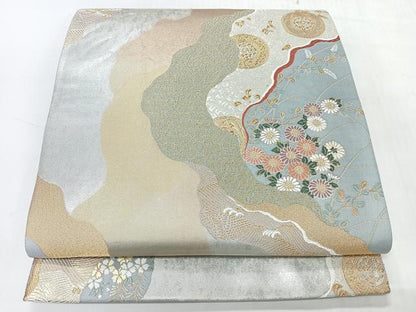 平和屋着物◎六通柄袋帯　唐織　道長草花文　金銀糸　正絹　逸品　CABH1870nb