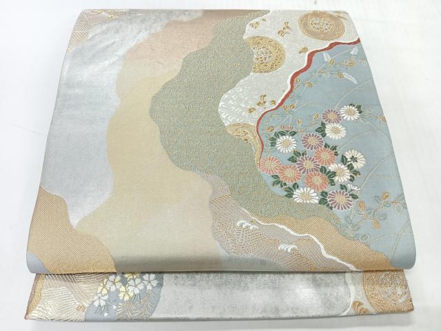 平和屋着物◎六通柄袋帯　唐織　道長草花文　金銀糸　正絹　逸品　CABH1870nb