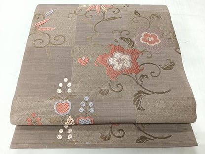 平和屋着物◎六通柄袋帯　唐草文　更紗花文　正絹　逸品　CABH1872nb
