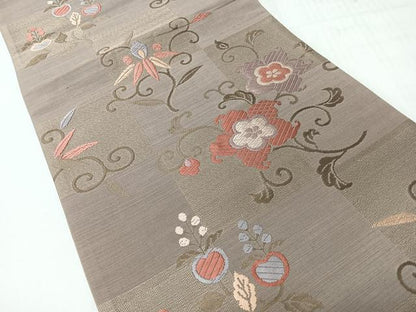 平和屋着物◎六通柄袋帯　唐草文　更紗花文　正絹　逸品　CABH1872nb