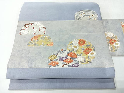 平和屋着物◎九寸名古屋帯　唐織　草花文　金糸　正絹　逸品　CABH1875nb
