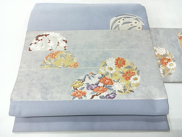 平和屋着物◎九寸名古屋帯　唐織　草花文　金糸　正絹　逸品　CABH1875nb