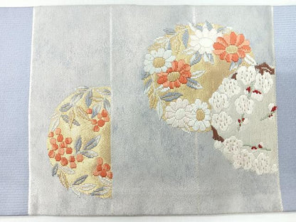 平和屋着物◎九寸名古屋帯　唐織　草花文　金糸　正絹　逸品　CABH1875nb