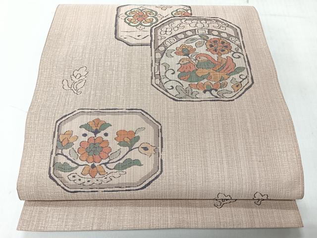 平和屋着物◎六通柄袋帯　大島好み　更紗花鳥文　正絹　逸品　CABH1878nb