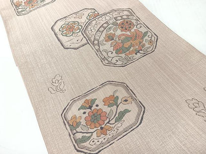 平和屋着物◎六通柄袋帯　大島好み　更紗花鳥文　正絹　逸品　CABH1878nb