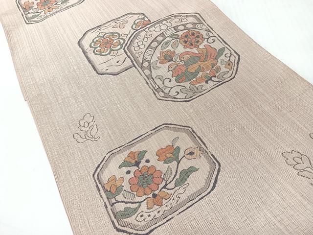 平和屋着物◎六通柄袋帯　大島好み　更紗花鳥文　正絹　逸品　CABH1878nb