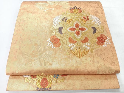 平和屋着物◎六通柄袋帯　唐織　若松花丸文　金糸　引箔　正絹　逸品　CABH1890nb