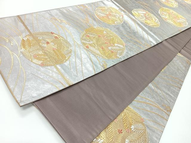 平和屋着物◎六通柄袋帯　唐織　立波草花丸文　本漆箔　正絹　逸品　CABH1894nb