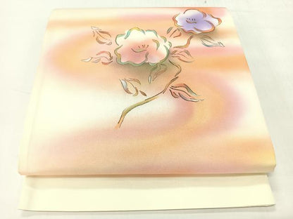 平和屋着物◎太鼓柄袋帯　手描き　舞花文　金彩　正絹　逸品　未使用　CABH1897nb