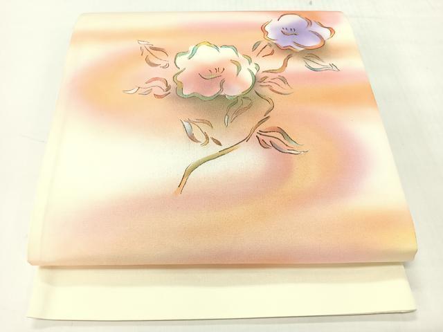 平和屋着物◎太鼓柄袋帯　手描き　舞花文　金彩　正絹　逸品　未使用　CABH1897nb