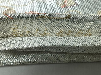 平和屋着物◎佐賀錦　六通柄袋帯　切嵌更紗花文　金銀糸　正絹　逸品　CABH1904nb