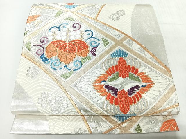 平和屋着物◎六通柄袋帯　唐織　流水更紗草花文　金銀糸　正絹　逸品　未使用　CABH1910nb