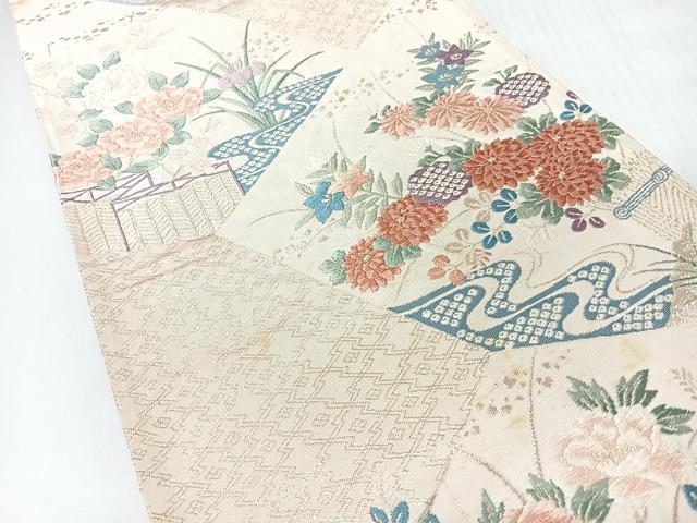 平和屋着物◎六通柄袋帯　唐織　源氏物語　金糸　正絹　逸品　CABH1912nb