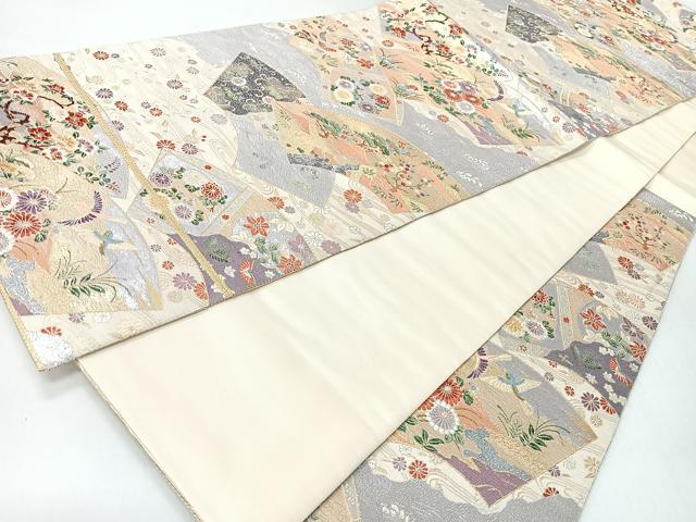 平和屋着物◎六通柄袋帯　唐織　麗華舞扇文　金銀糸　正絹　逸品　CABH1924nb