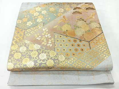 平和屋着物◎太鼓柄袋帯　切嵌花鳥文　金彩　正絹　逸品　CABH1925nb