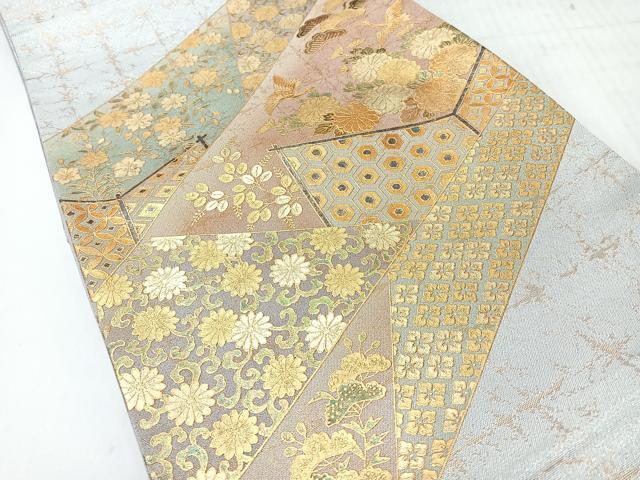 平和屋着物◎太鼓柄袋帯　切嵌花鳥文　金彩　正絹　逸品　CABH1925nb