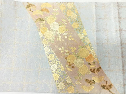 平和屋着物◎太鼓柄袋帯　切嵌花鳥文　金彩　正絹　逸品　CABH1925nb