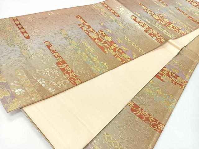 平和屋着物◎六通柄袋帯　花唐草文　金糸　引箔　正絹　逸品　CABH1926nb
